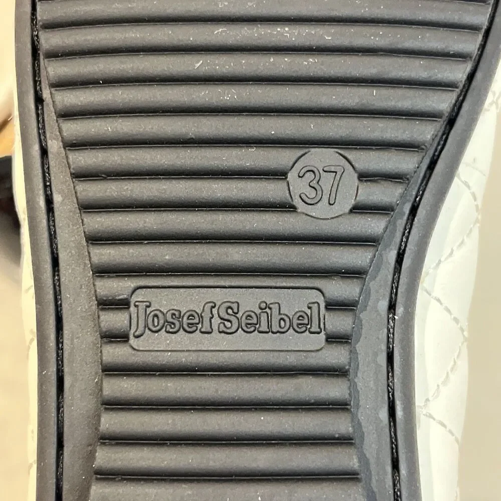 Josef‎ Seibel Pippa White Black Quilted Cap Toe Leather Ballet Flats EU 37 6-6.5